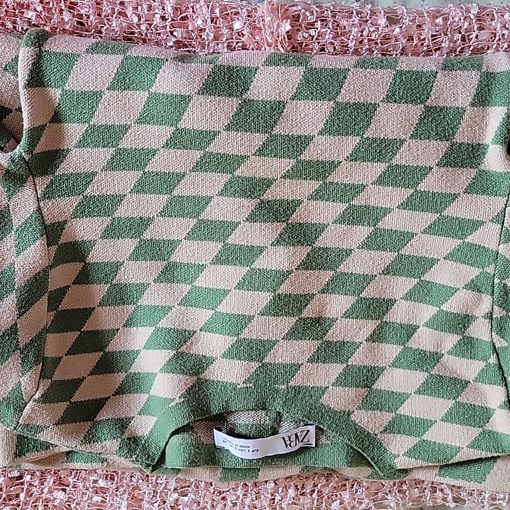 zara green long sleeve dress, S
